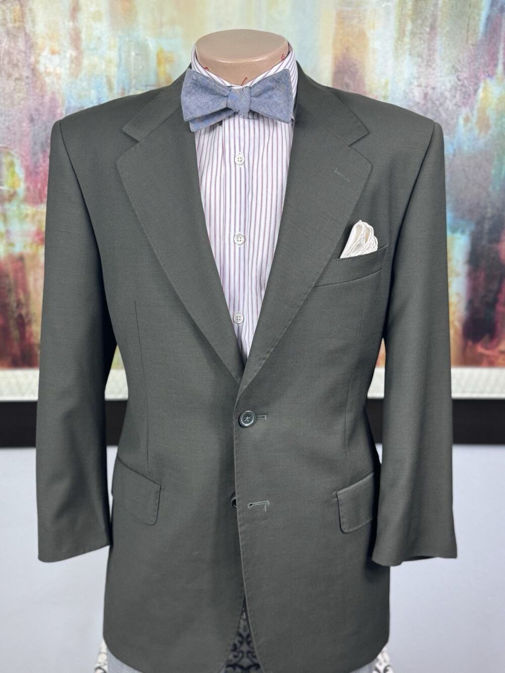 NWOT Tiglio Mens Super 140s Merino Wool Forest Green Blazer 40S